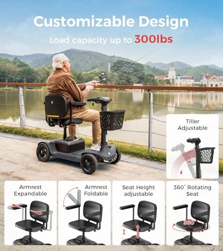 Paiseec S1 Mobility Scooter for Adults, Seniors - 25 Miles Range, 6 mph, Powered Mobility Scooter with Good Legroom, Large Wheels for Outdoor, Smart Safety Features, Headlight, Basket 5