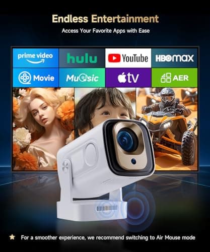 【Auto Focus&1080P】Magcubic Mini Smart Projector with 4K Support, Portable Projector with Wifi and Bluetooth, 5W Speaker, Built in Apps, Voice Control, Outdoor Movie Projector 6