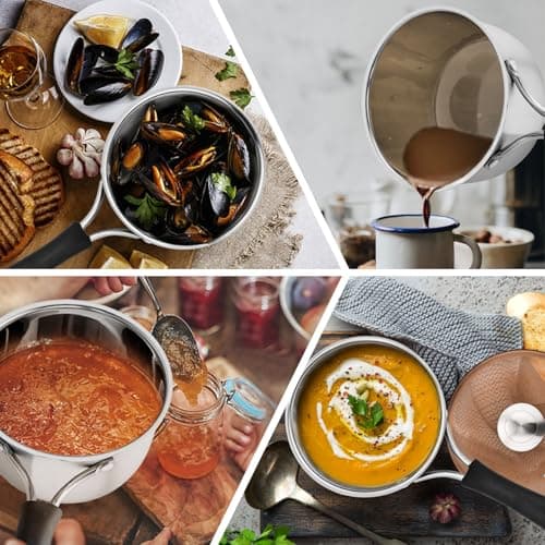 P&P CHEF 2 Quart Saucepan Small Pot, Stainless Steel Saucepan with Lid, Small Sauce Pan for Home Kitchen Restaurant Cooking, Visible Glass lid & Bakelite Heat-Proof Handles,Dishwasher Safe, 1 Pc 6