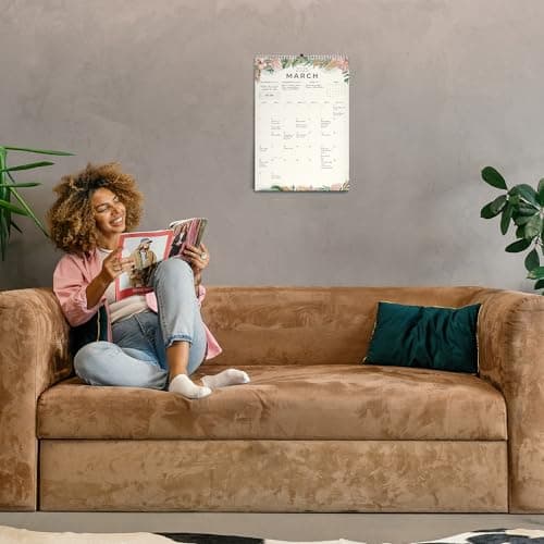 Clever Fox 2025-2026 Wall Calendar – 24-Month Vertical Calendar with Lines for 25-26 – Yearly & Monthly Paper Calendar for Family or Office Planning – Year Flip Calendar – 12x17 inches (Floral) 6