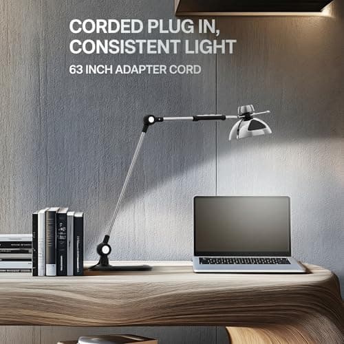 OTUS LED Desk Lamp for Home Office, Gesture On Off and Touch Control, Tall Architect Swing Arm Desk Light, 1500 Lux Eye Care Dimmable, 12 Levels, 3 Color Temps, Weighted Metal Base 9