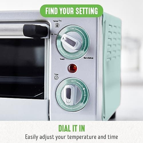 GreenLife Countertop Toaster Oven Air Fryer Stainless Steel, Healthy Ceramic Nonstick, PFAS Free, Tray & Basket, Bake, Broil, Reheat, Adjustable Temp & Time Control, Auto Shutoff, Turquoise 7