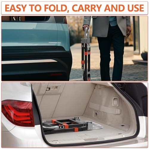 3 in 1 Heavy Duty Folding Hand Truck, Convertible Portable Steel Dolly with Telescopic Handle, Foldable Utility Cart with Rubber Wheels, 500 LBS 6