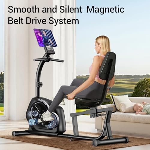 Recumbent Exercise Bike, Magnetic Staionary Bikes for Home with 16-level Resistance & Adjustable Seat, Staionary Bike for Seniors Adults, 330 LBS & LCD Monitor 4