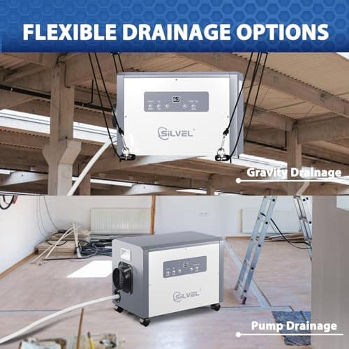 SILVEL 120 Pints Commercial Dehumidifier with Pump, with Drain Hose for Crawl Spaces, Basements, Industry Water Damage Unit, Compact, Portable, Auto Defrost 6