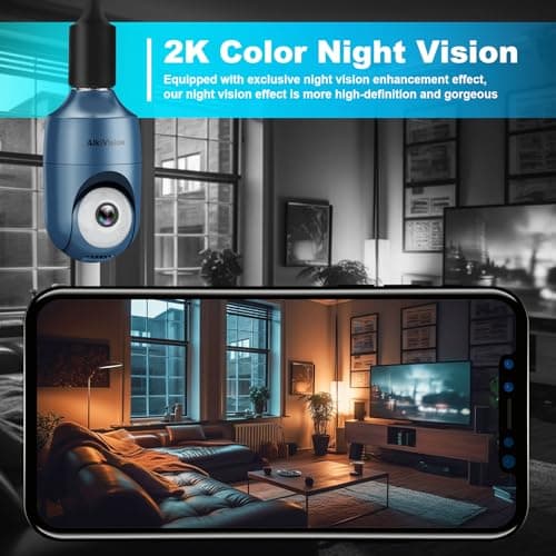 AlkiVision 2K Light Bulb Security Cameras, 2.4GHz-1pcs, White 2