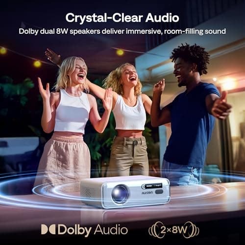 Aurzen EAZZE D1G 4K Supported Google TV Smart Projector with WiFi & Bluetooth, Auto Focus & Keystone, Dolby Audio, Zoom, Movie, Portable Mini Projector for Home & Outdoor Use 8