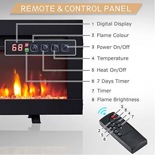 Efiretric® Arthur 60" W 3 in 1 Electric Fireplace (EF459), Freestanding, Wall Mounted, Recessed, 9 Colors Flame Effect, TV Media Wall, Heater 750W/1500W, Remote Control 6