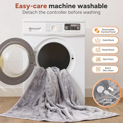 Heated Blanket Electric Throw 50"x60" Throw Size, Electric Blanket with 6 Heating Levels and 1-12 Hours Timer Auto Off, Soft Flannel Fleece Fast Heating Blanket, Overheat Protection, Machine Washable 8