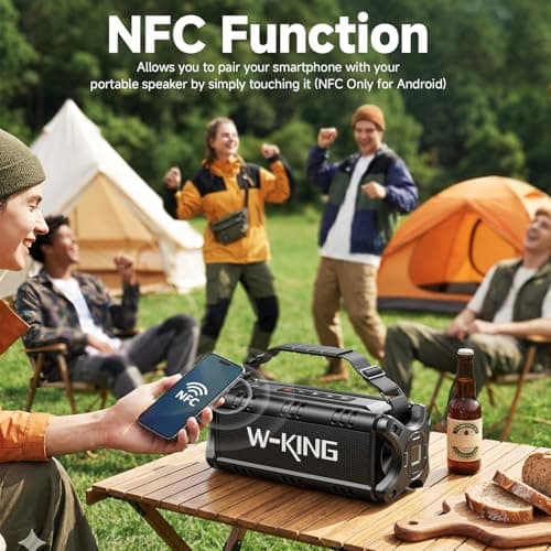 W-KING Bluetooth Speaker, 90W Max Portable Outdoor Speaker Loud, IPX6 Waterproof/50W Deep Bass Subwoofer/40H/EQ/Dual Pairing/TF/AUX, Large Boombox Speakers Bluetooth Wireless for Party/Beach/Jobside 7