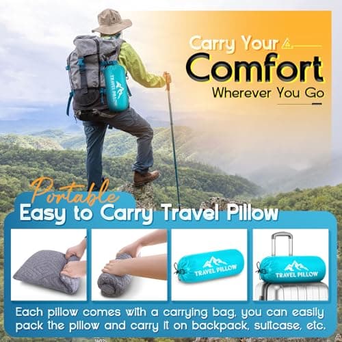 1 MIDDLE ONE Travel Pillow for Sleeping Camping, Memory Foam Small Pillow with Breathable Cover for Backpacking, Airplane, Car (15.5 X 12 Inch) 5