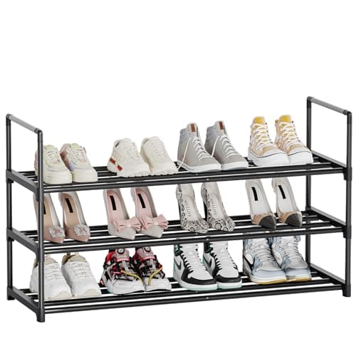 Saincustom Shoe Rack, 3-Tier Shoe Organizer, Sturdy Shoe Storage Shelf, Perfect for Front Door Entrance, Closet & Entryway, Easy to Assemble, DIY Layering Options (S - 3 Tier)