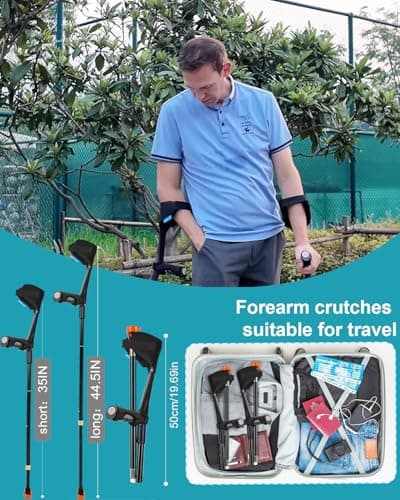 Forearm Crutches for Adults Have Elastic Crutches Padding for The Elbow+Hand Padding, Increases Walking Comfort 6