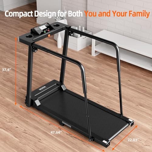 Juturna Walking Treadmill for Seniors, Treadmills for Home with Holder for Phone & Cup,Walking Pad with Handle Bar, 3.0 HP Walking Pad with 300 LBS Capacity, with LED Display 6