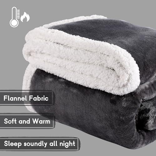Heated Blanket Electric Blanket Full Size 72''x84'' with 9 Heating Levels, 1-10 Hour Auto Shut Off, Machine Washable, Flannel & Sherpa Soft Warming Blanket for Couch, Bed, Office - Dark Grey 7