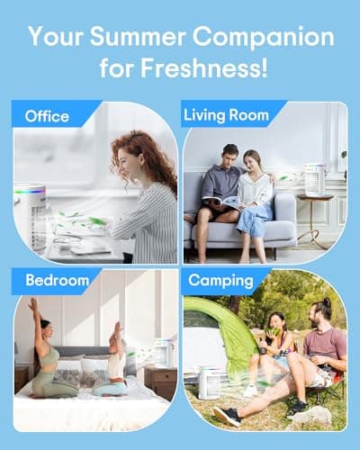 Portable Air Conditioners,Vosaf 1400ml Evaporative Mini Air Conditioner with 3 Speeds,7 Colors Light Personal Air Conditioner, Portable AC Air Cooler for Room Bedroom Office Desk, White, BK20PLUS 7