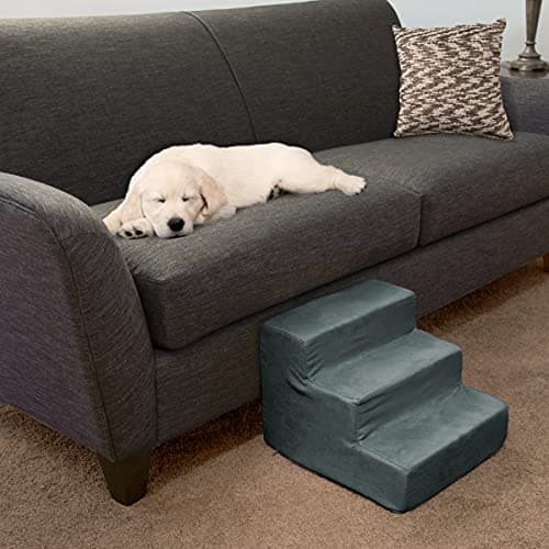 3-Step Pet Stairs - Nonslip Foam Dog and Cat Steps with Removable Zippered Microfiber Cover - Designed for Home or Vehicle Use by PETMAKER (Gray) 7