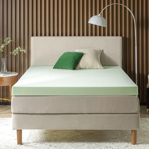 ZINUS 4 Inch Green Tea Memory Foam Mattress Topper, Dorm Bedding, Pressure-Relieving Layer, Ideal for Back Pain Relief, Compact WONDERBOX Packaging, CertiPUR-US Certified, Twin 10