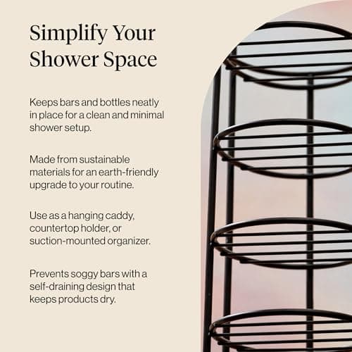 Kitsch Shower Caddy Hanging with Suction Cup – Self-Draining Shampoo Bar Holder & Shower Shelves for Conditioner Bars & Soap – Rust Proof Bathroom Caddy, and Wall Mount or Free-Standing Organizer 5