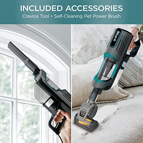 SHARK Ultralight Corded Handheld Vacuum with Self-Cleaning Power Brush & Crevice Tool, Hypervelocity Suction & Removable Dust Cup, Perfect for Pets, Teal, 0.35 Qt (Renewed) 7