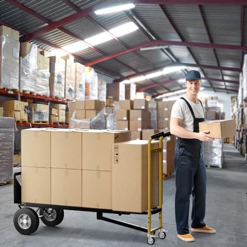 Goplus Convertible Hand Truck, 3-in-1 Metal Dolly Cart with 4 Wheels (2 Lockable), 1000 LBS Capacity, Safety Straps, Heavy-Duty Collapsible Folding Cart for Moving Home, Garage, Shop 9