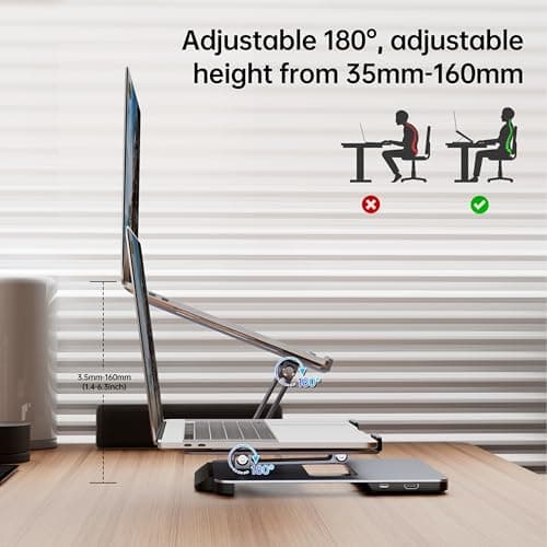 BENFEI Laptop Stand with USB C 6in1 Docking Station, HDMI 4K@60Hz, 4*USB3.0, 100W PD Compatible with MacBook Pro/Air, iPad Pro, XPS, Thinkpad 8