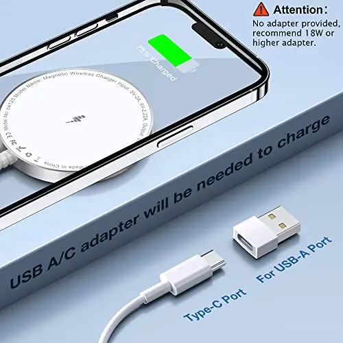 for MagSafe Charger: Magnetic Wireless Charging Pad for iPhone 17 16 15 14 13 12 Series & AirPods 4-2 Pro, Strong Magnet, Aluminum Alloy, USB-C/A Ports, Ultra-Thin & Portable, Ideal for Desk & Bedside 6