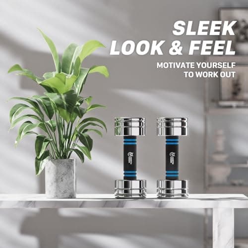 Adjustable Dumbbell Set 10lb Pair (5lb/7lb/8lb/10lb) Set of 2 Steel Dumbbells Chrome Weights with Foam Handles Home Gym Workout (Standard-Finish 10lb×2) 5