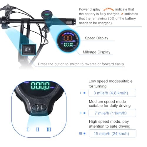 TopMate ES33 Powered Mobility Scooter 3 Wheels Foldable Trike with Seat for Adults, Lightweight Electric Scooter with Removable 36V 7.8AH Battery, Reverse Function & Key Switch for Commute and Travel 5