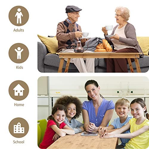 Large Size Floor Desk Nnewvante Floor Table Tray with Folding Legs Adjustable Low Coffee Table for Breakfast Serving Tray Gaming Writing 33.5x17.7in 6