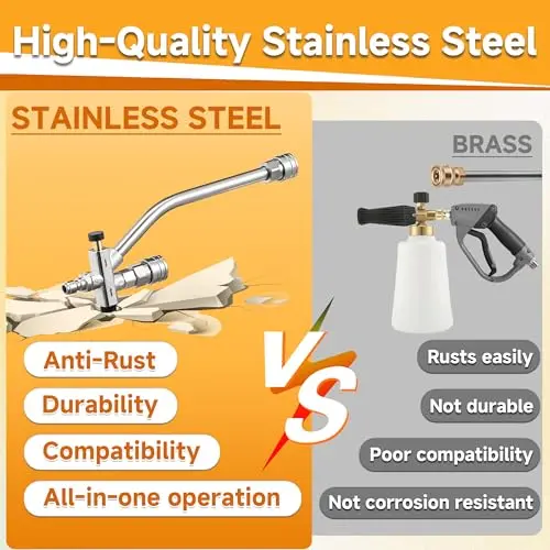 M MINGLE High Pressure Washer Gun with Foam Cannon, Foam Cannon Dual Connector Accessory, Car Wash Foam Gun Kit 1/4 Inch Quick Connector, 5 Pressure Washer Nozzle Tips 5