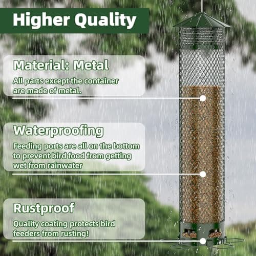 Lager Bird Feeder,Metal Squirrel Proof Bird Feeders for Outdoors Hanging 5.5LB Capacity,Easily Beat Squirrels,Attracting Finch,Cardinal,Chickadee 5