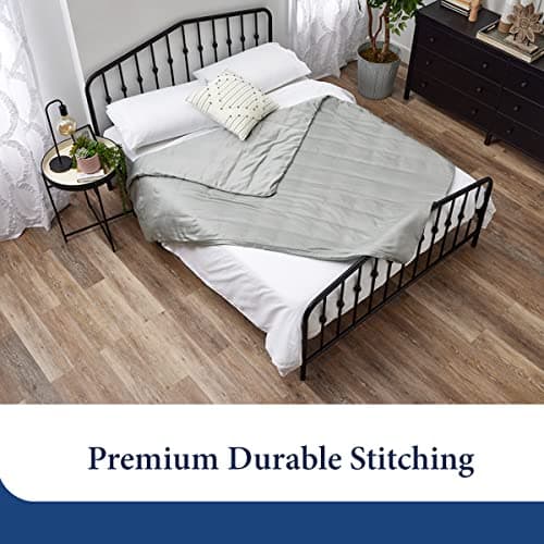 Cosy House Collection Adult Weighted Blanket (60" x 80", 15 Lbs) & 100% Rayon Derived from Bamboo Removable Cover - Queen Size Heavy Blanket with Premium Glass Beads - Grey 7