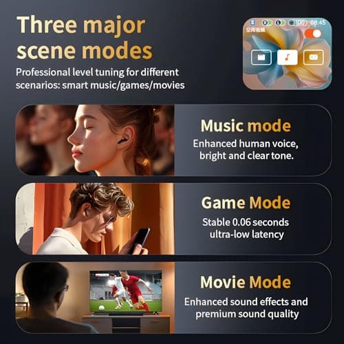 HORNORM ANC Wireless Earbuds with Smart Touch Screen -Active Noise Cancelling Bluetooth 5.4 in Ear Earphones with Microphone,Stereo Sound - Long Battery Life Ear Buds Compatible with iPhone, Android 5