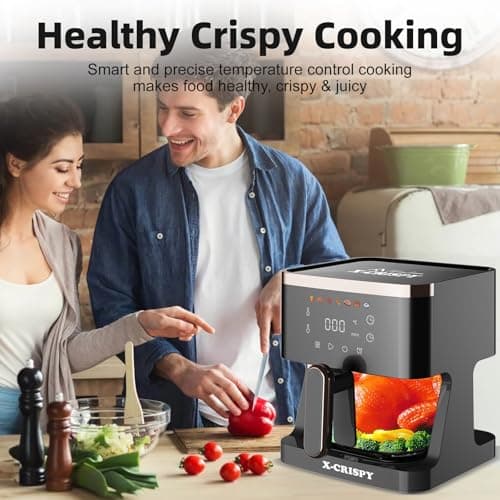 APSARAS USA Air Fryer Glass, 5.2QT Convection Oven Glass Air Fryer Non Toxic, Transparent Fry Bowl | Cook Shrimp, Steak, Fries, Wings, Chicken & More | Precise Temperature Control & Time 6