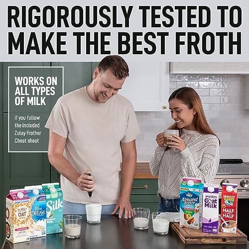 Zulay Kitchen Duracell Powered Milk Frother Wand Drink Mixer - Durable, Proprietary Z Motor Max - Handheld Frother Electric Whisk, Milk Foamer, Mini Blender and Electric Mixer Coffee Frother - Black 6