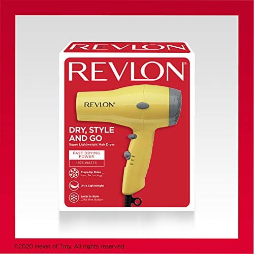 REVLON Compact Hair Dryer | 1875W Lightweight Design, Perfect for Travel, (Yellow) 6