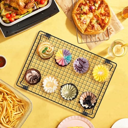 2 Pcs Cooling Racks for Cooking and Baking, 13.4x9.4inch Cookie Cooling Racks, Carbon Steel Wire Cooling Rack for Baking, Stackable Cooling Rack for Baking Cooking Cooling Roasting Making Jerky 5