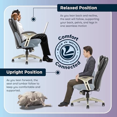 Serta Claremont Ergonomic Executive Office Chair with Back in Motion Technology, Adjustable Mid Back Desk Chair with Lumbar Support, Bonded Leather, Black 5