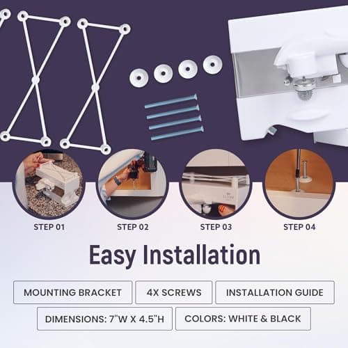 Elitra Home Electric Can Opener - 4 in 1 Under the Cabinet Mounted Can Opener, Blade Sharpener, Bottle Opener, Mounting Bracket for Seniors with Arthritis - Elitra Home (White) 6