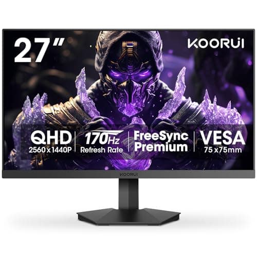 KOORUI 27" 1440P QHD HDR Gaming Monitor (GN03) - 2K (2560 x 1440), 170Hz (Supports 144Hz), 1ms (MPRT) Response Time, FreeSync Premium, G-SYNC Compatible, DisplayPort, HDMI