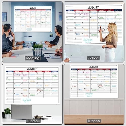 Dry Erase Calendar for Wall - 1 Month Wall Calendar, 28" x 40", Wall Calendar Dry Erase, Erasable Laminated Calendar for wall with 10 Stickers - Red 8