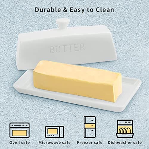 Ceramic Butter Dish with Lid - SGAOFIEE Porcelain Butter Dish with Lid and Knife for Countertop, Perfect for 1 Stick of East Coast Butter 4