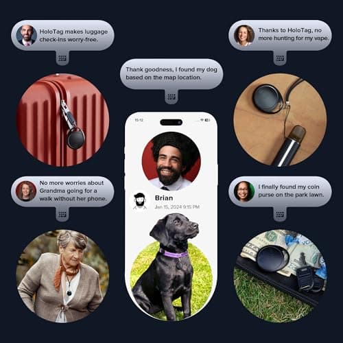 HOLOMARQ Tags-2 Pack Air Tracker, Trackers Like Airtgas, Luggage Tracker Works with Apple Find My [ iOS ONLY ], Key Finder Locator with Sound, 0.3oz, for (Car) Keys, Backpack, Pets (Black) 6