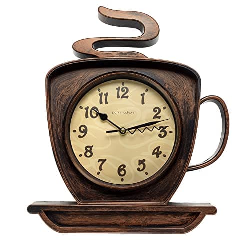 Park Madison Coffee Cappuccino Cup 12.5 Inch Quality Quartz Battery Operated 3-D Easy to Read Home/Office/Kitchen/Classroom/School Clock Classic Movement