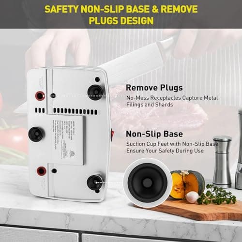 Secura 2-Stage Electric Knife Sharpener with Diamond Abrasives and Precision Angle Guides, Professional Sharpening Tool for Kitchen Straight Edge and Ceramic Knife, Black 6