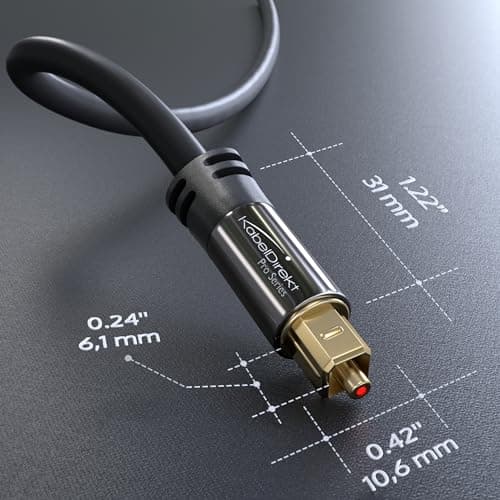KabelDirekt TOSLINK – Optical Audio Cable – 6ft – Fiber Optic Cord, S/PDIF Digital Audio Optical Cable for Soundbar, Stereo Systems, Home Cinema, Xbox One/PS4 – Designed in Germany 7