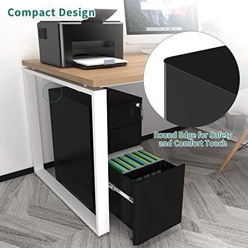 YITAHOME 3-Drawer Metal Filing Cabinet Office Drawers with Keys, Compact Slim Portable File Cabinet, Pre-Built Office Storage Solution for A4/Letter/Legal, Black 5