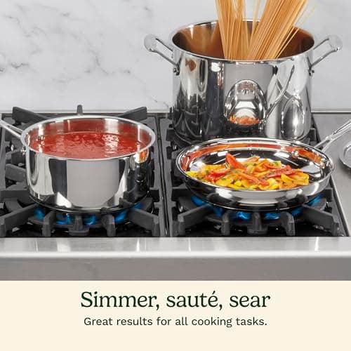 Cuisinart 7-Piece Stainless Steel Pots and Pans Set, Cookware Set Compatible with Induction, Electric, Gas Cooktops, Aluminum Core for Quick Even Heat, Cool Grip Handles, Dishwasher Safe, Oven Safe 4