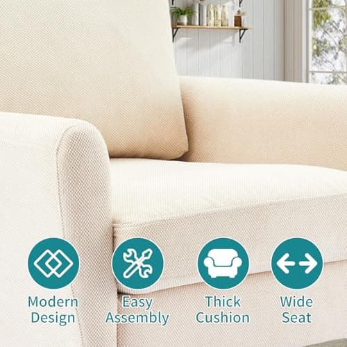 OLIXIS Comfy Accent Chair for Living Room Bedroom and Waiting Room, Upholstered Mid-Century Reading Chair with Pillow and Solid Wood Legs, Wide Singe Modern Lounge Sofa (Beige) 5